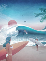 Sunset Surfing Scene