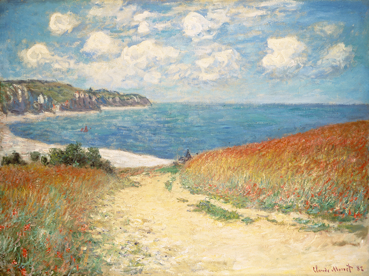 Strandweg zwischen Weizenfeldern bei Pourville