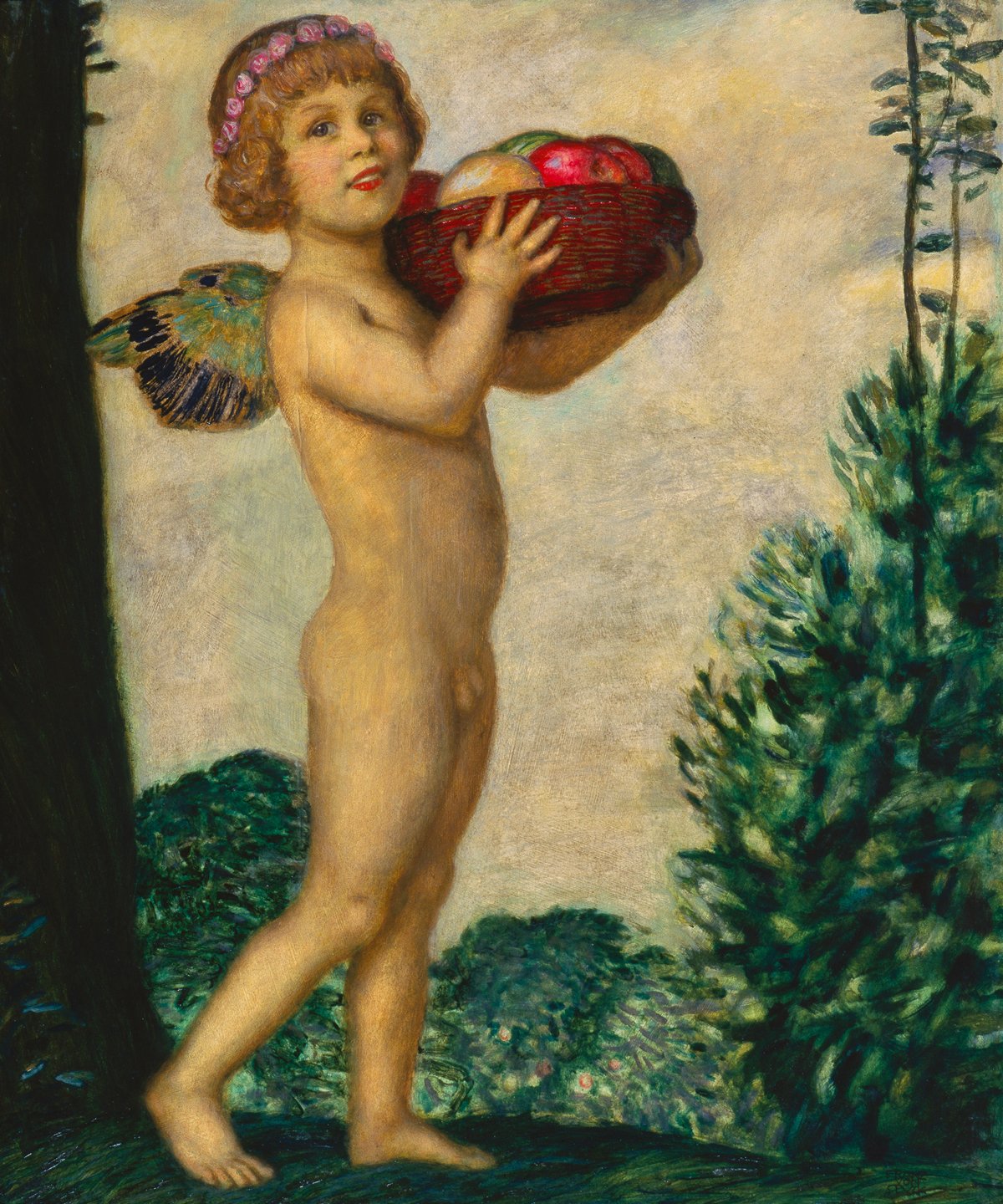 Franz Von Stuck - Erote mit Früchtekorb