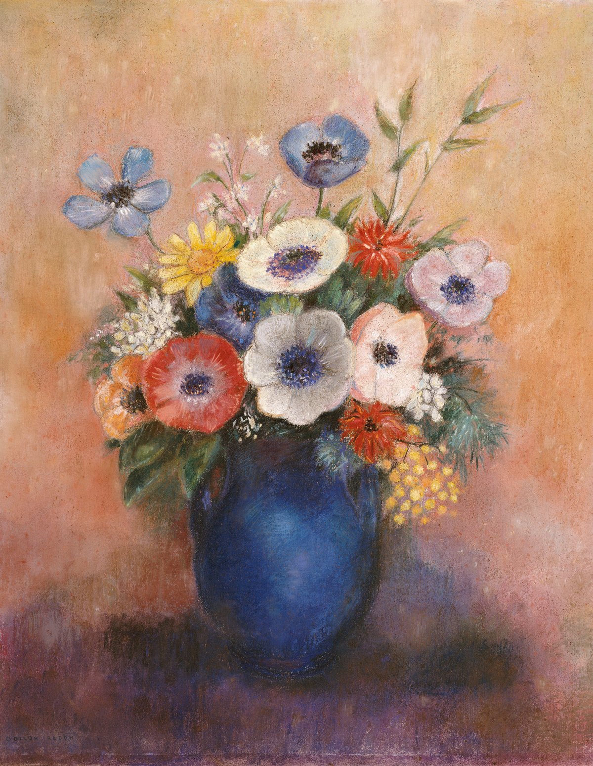 Odilon Redon - Blumen in einer blauen Vase