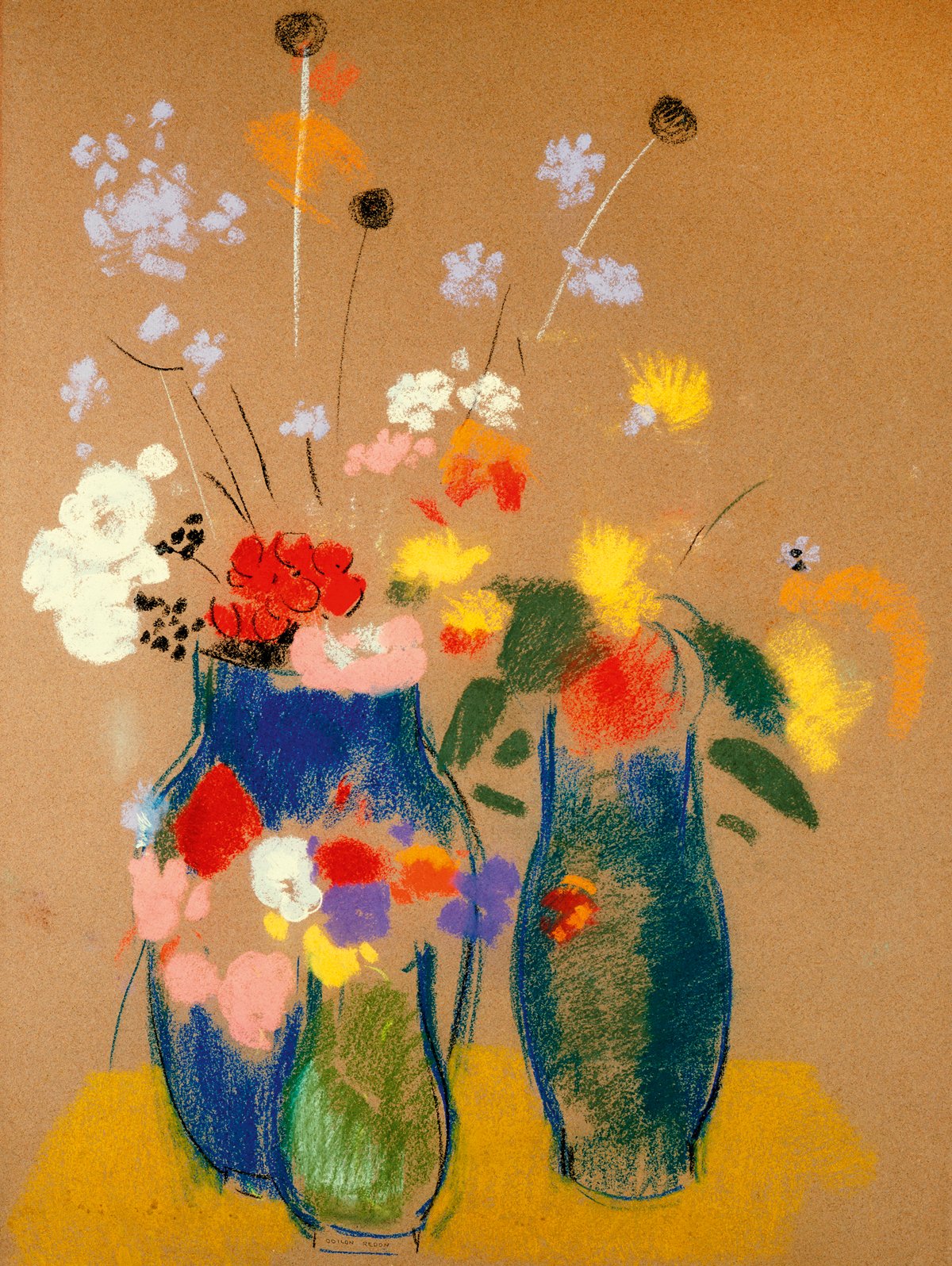 Odilon Redon - Drei Vasen mit Blumen