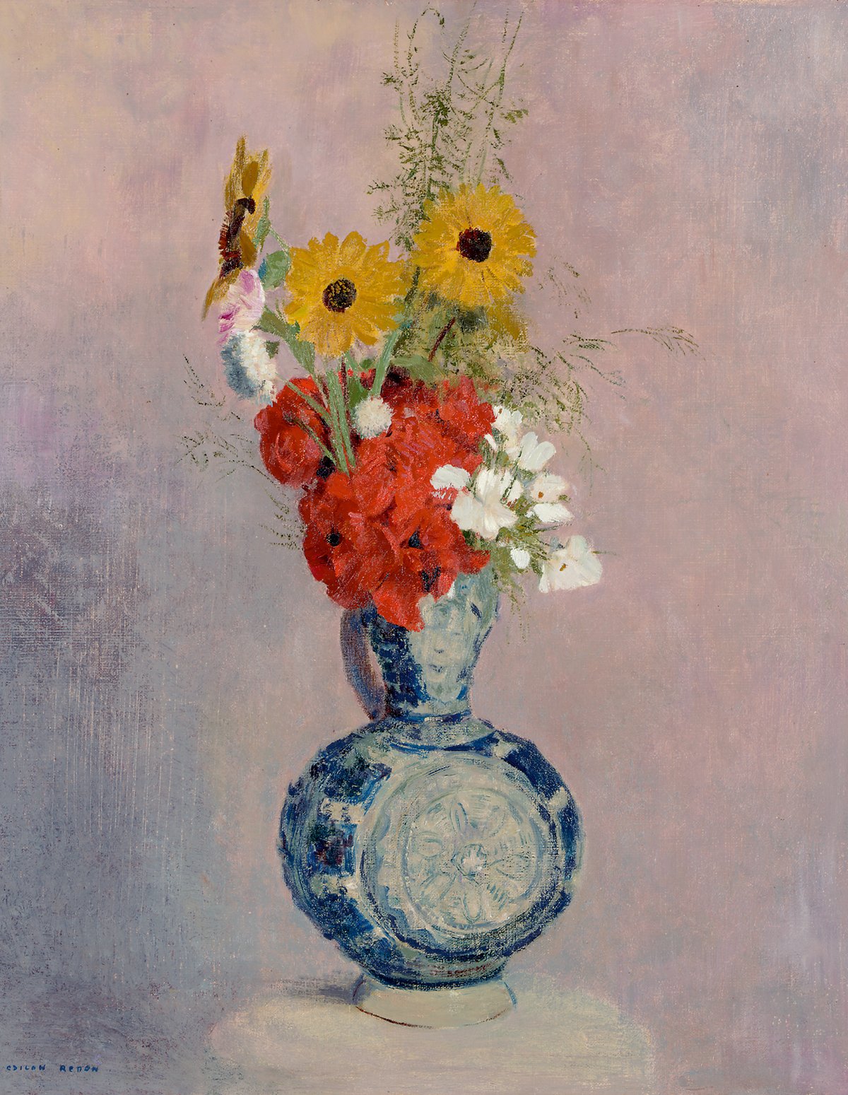 Odilon Redon - Blumenstrauß in blauer Vase