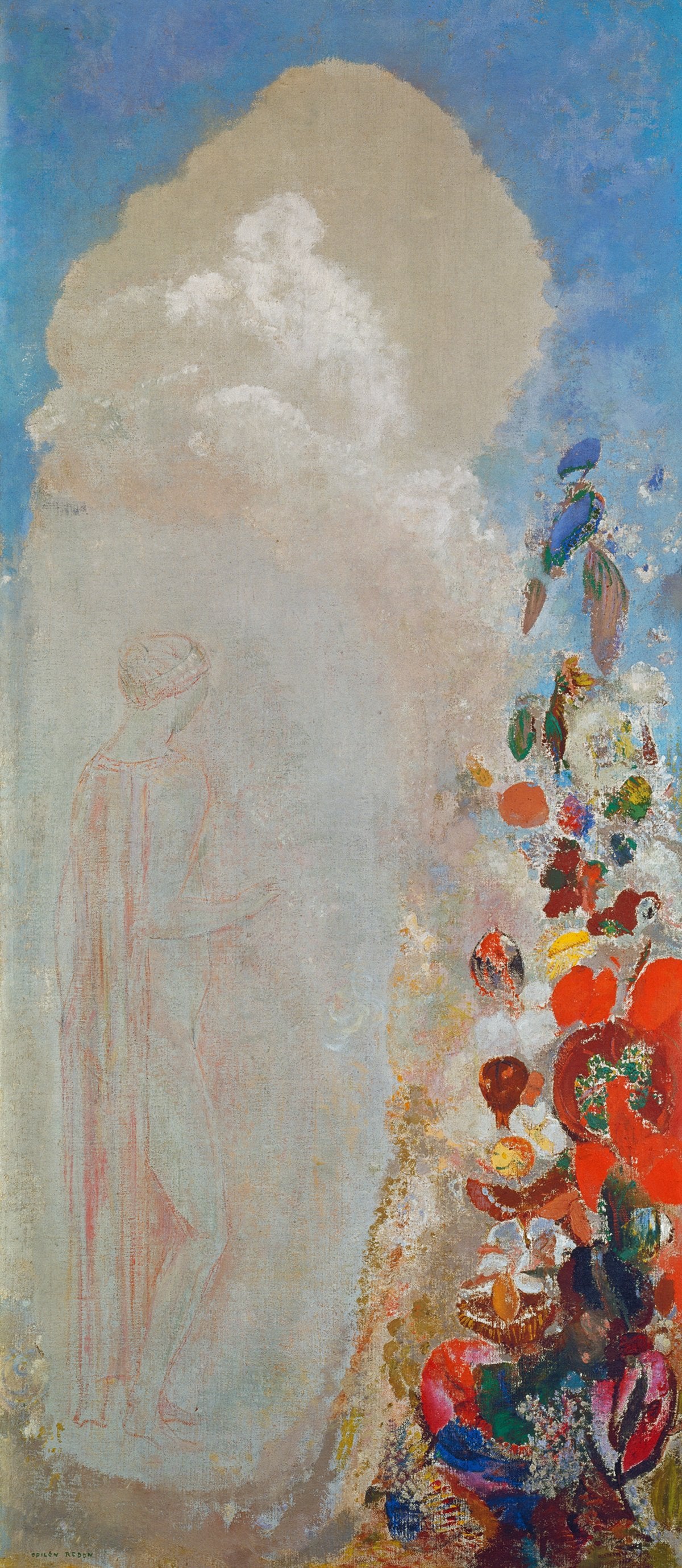 Odilon Redon - Frauengestalt und Blumen