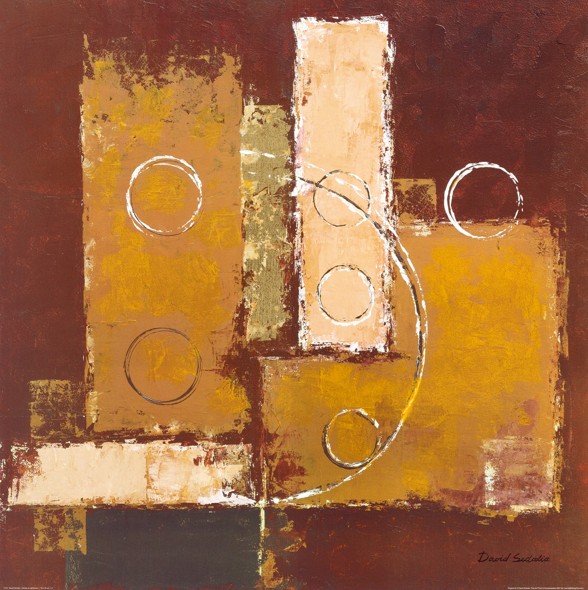 David Sedalia - Circles on red-brown I