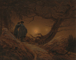 Zwei Männer in Betrachtung des Mondes