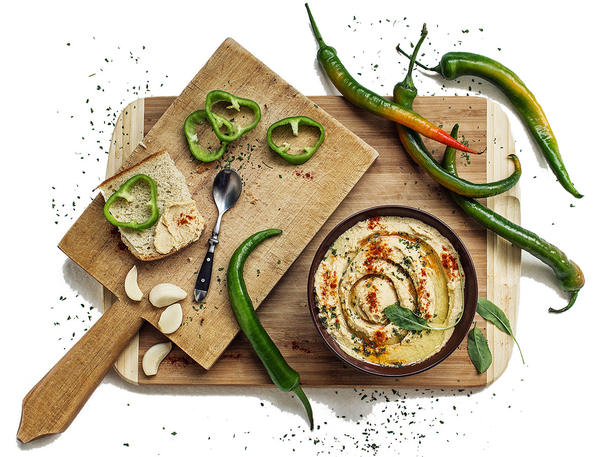 Fresh Hummus and Peppers