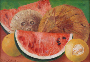 Stillleben mit Kokosnüssen und Melonen