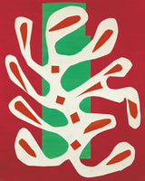 Algue blanche sur fond rouge et vert