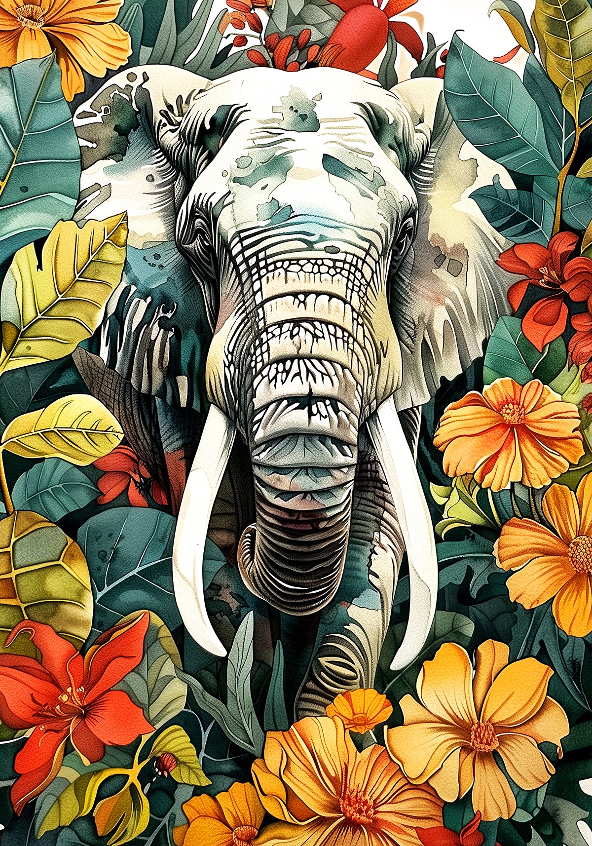 Elephant watercolor animal art I