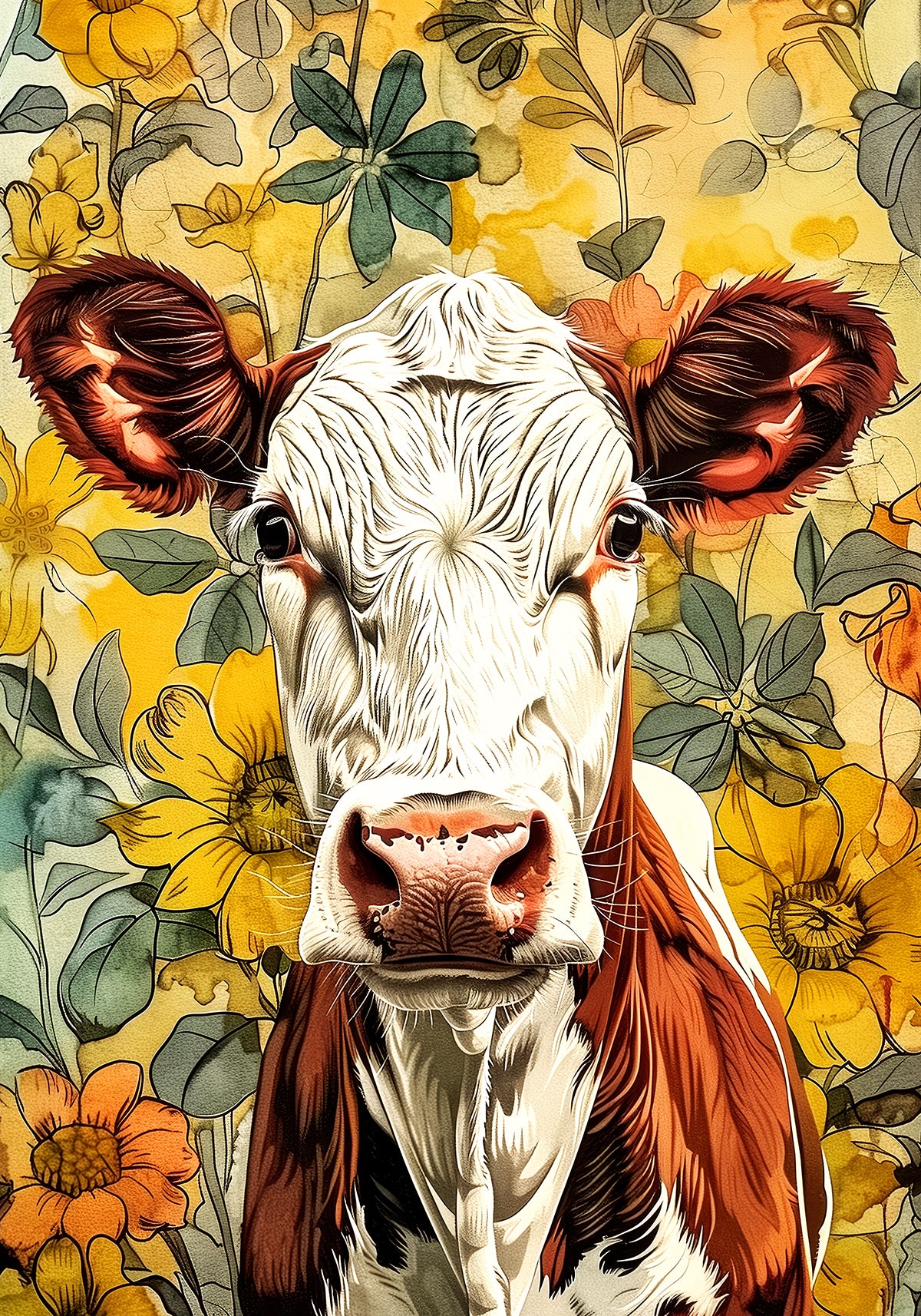 Cow watercolor animal art I