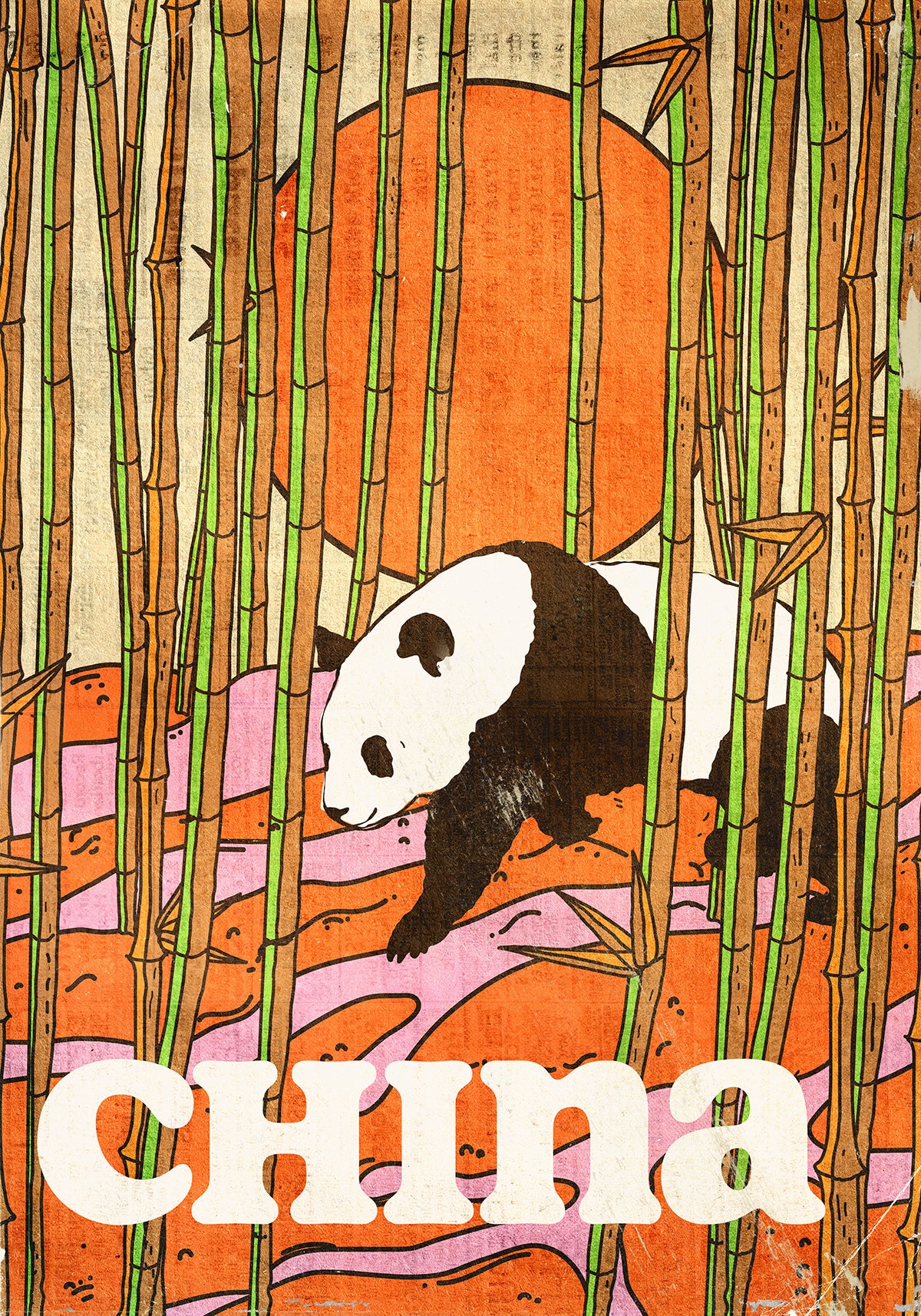 China Panda Vintage Travel Poster