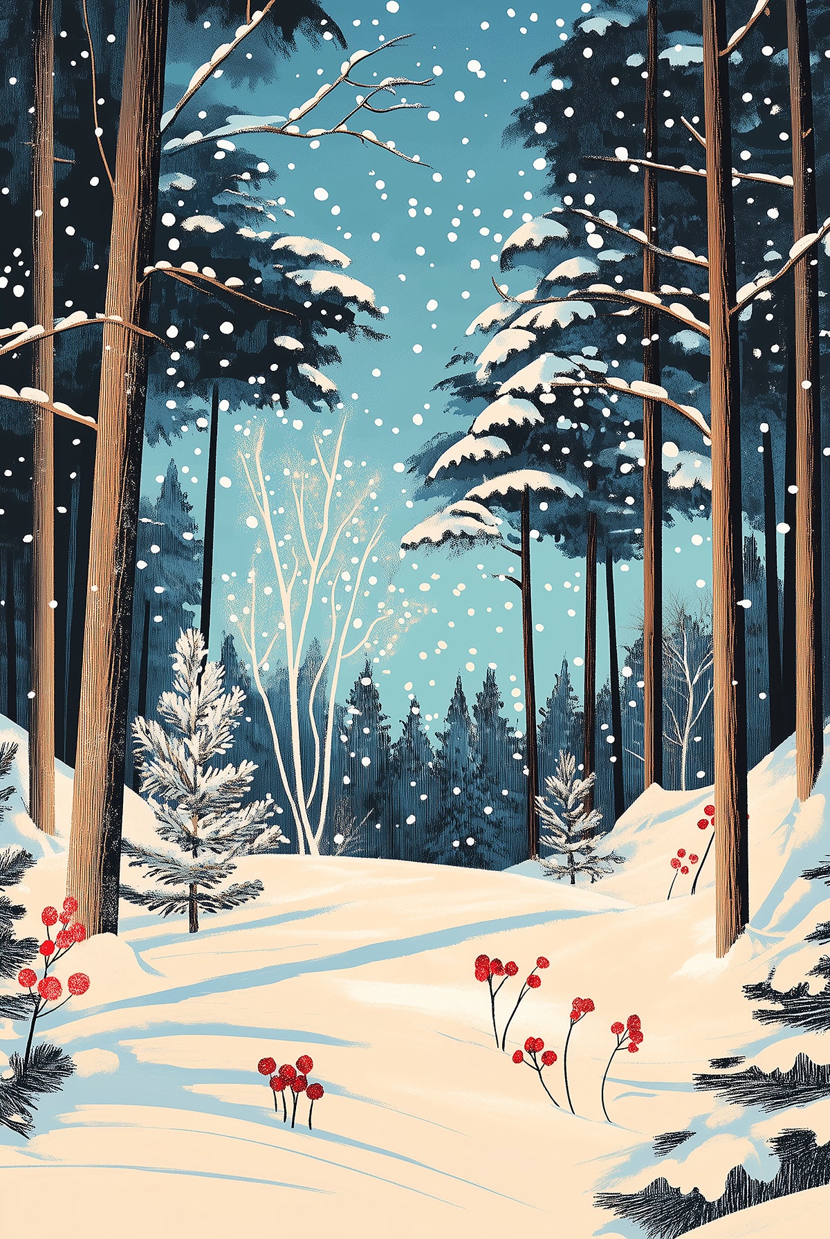 Christmas Snowy forest