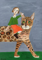 Girl on Bengal Cat