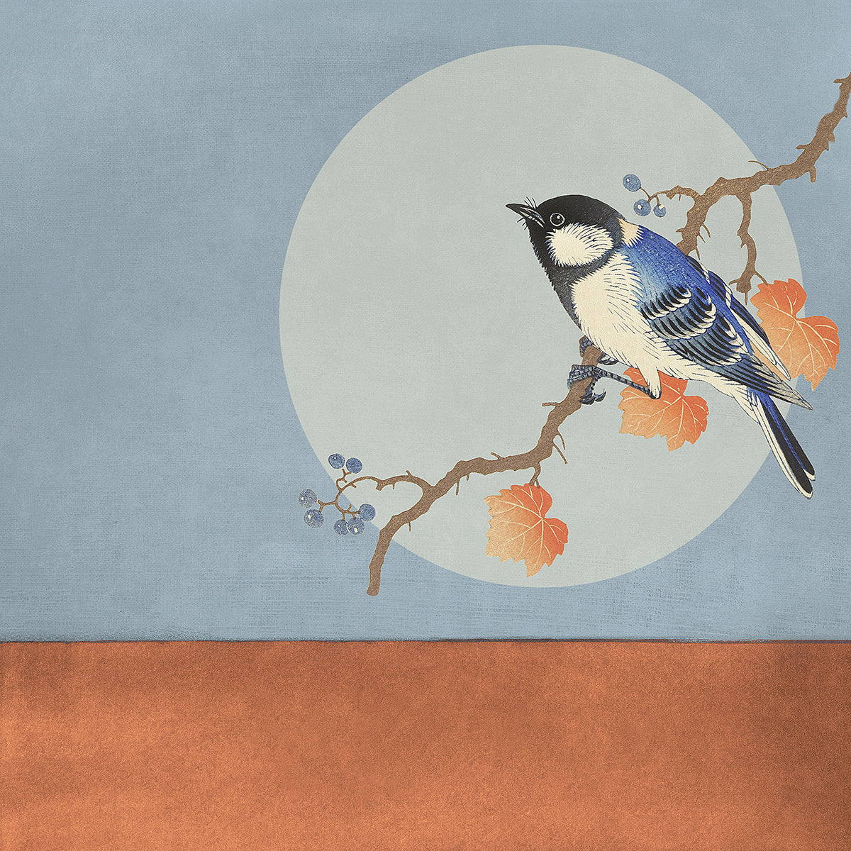 Blue Bird Under Moon