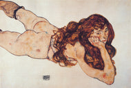 Egon Schiele - Auf dem Bauch liegender Akt