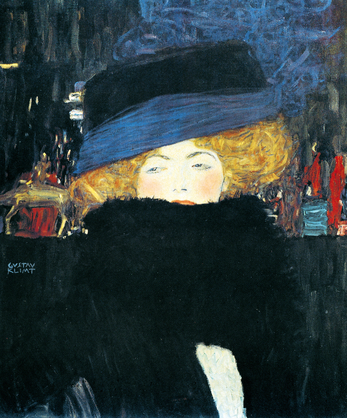 Gustav Klimt - Bildnis einer Frau mit Hut und Federboa