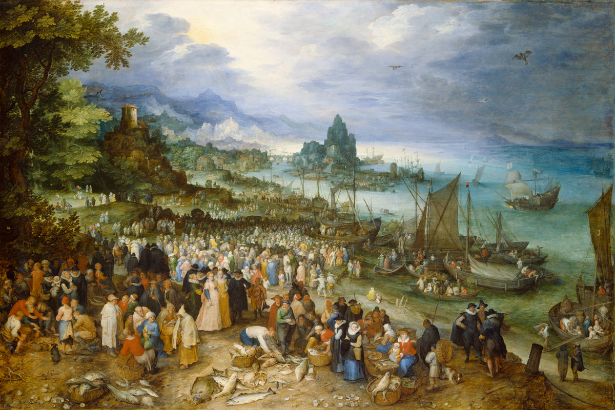 Jan d.Ä. Brueghel - Seehafen mit Predigt Christi