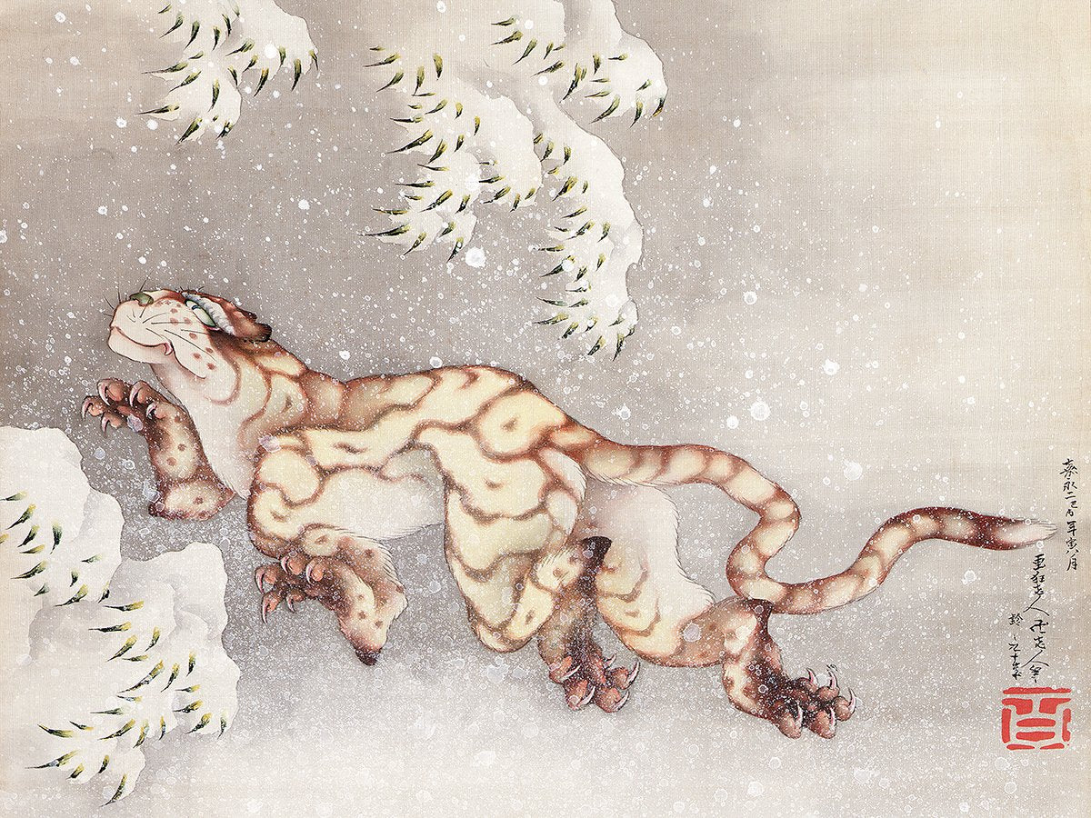 K. Hokusai - Tiger in einem Schneesturm