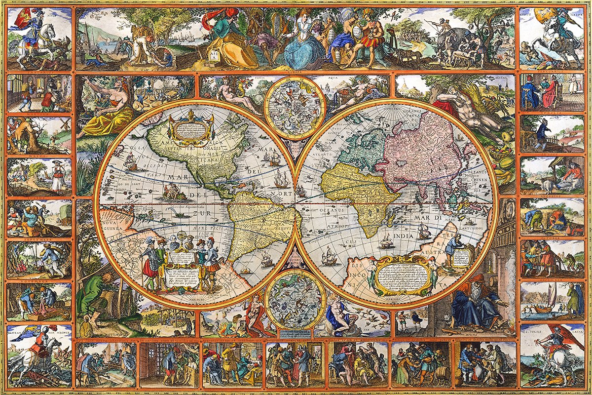 Janz Claes Visscher - Erdkarte in Hemisphären
