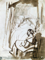 Van Rijn Rembrandt - Saskia im Bett mit Krankenschwester